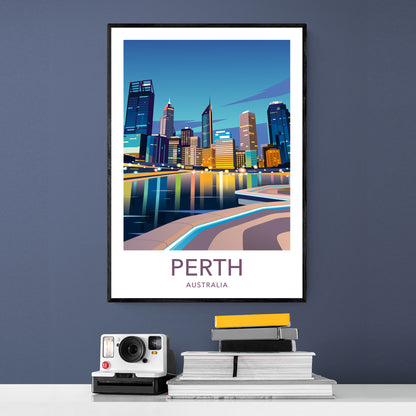 Perth Australia travel poster print – wall art vertical final