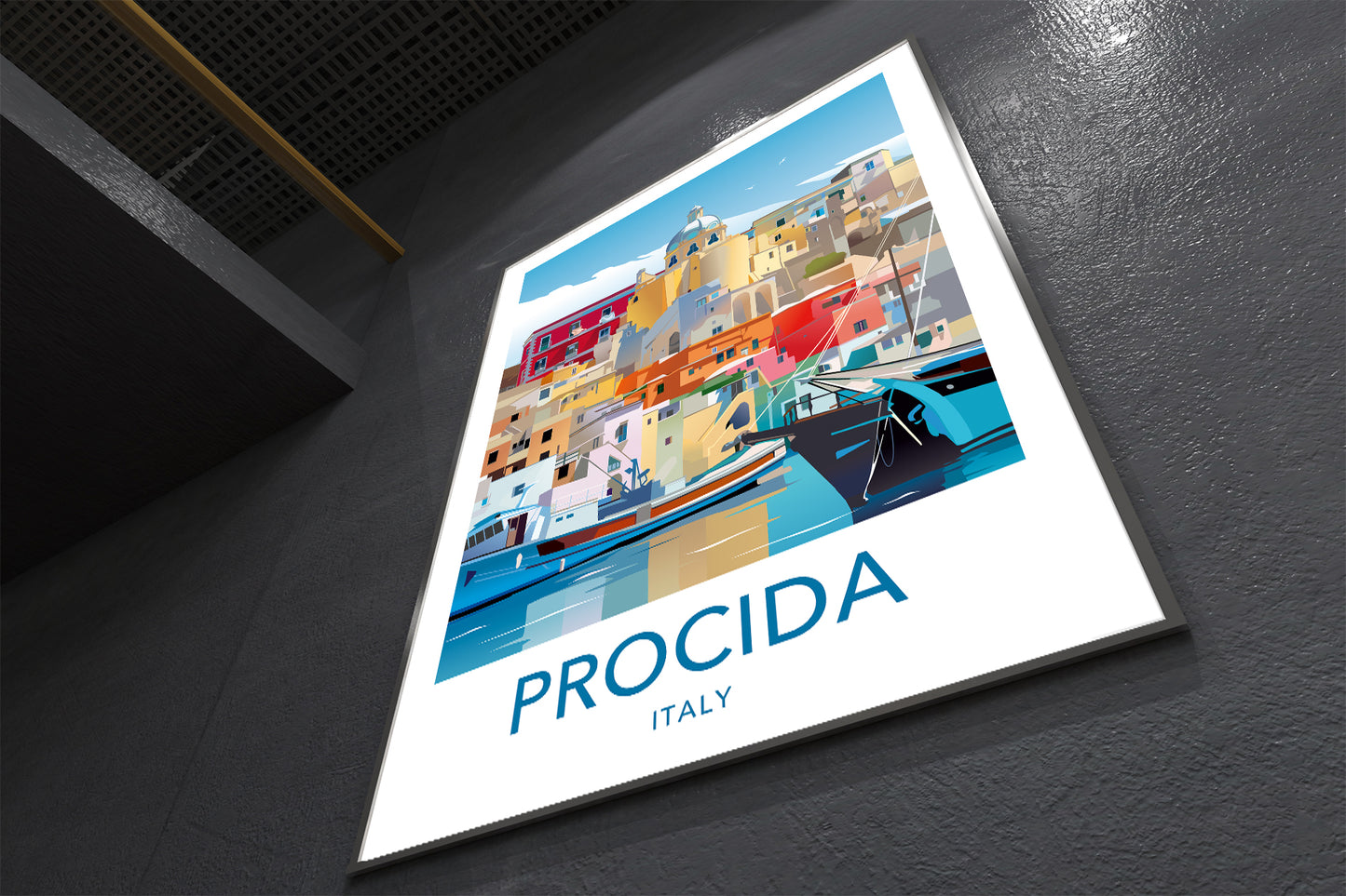 Procida Italy travel poster print – Corricella wall art final