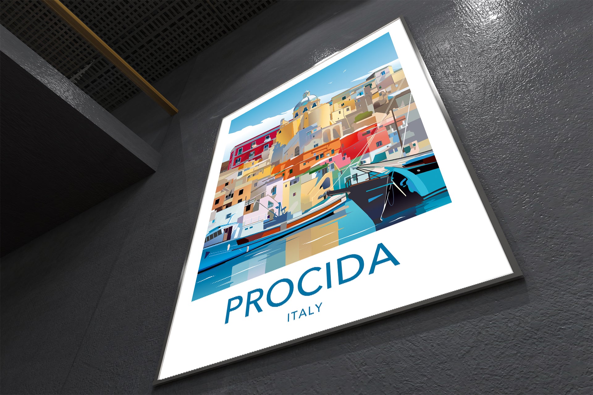 Procida Italy travel poster print – Corricella wall art final