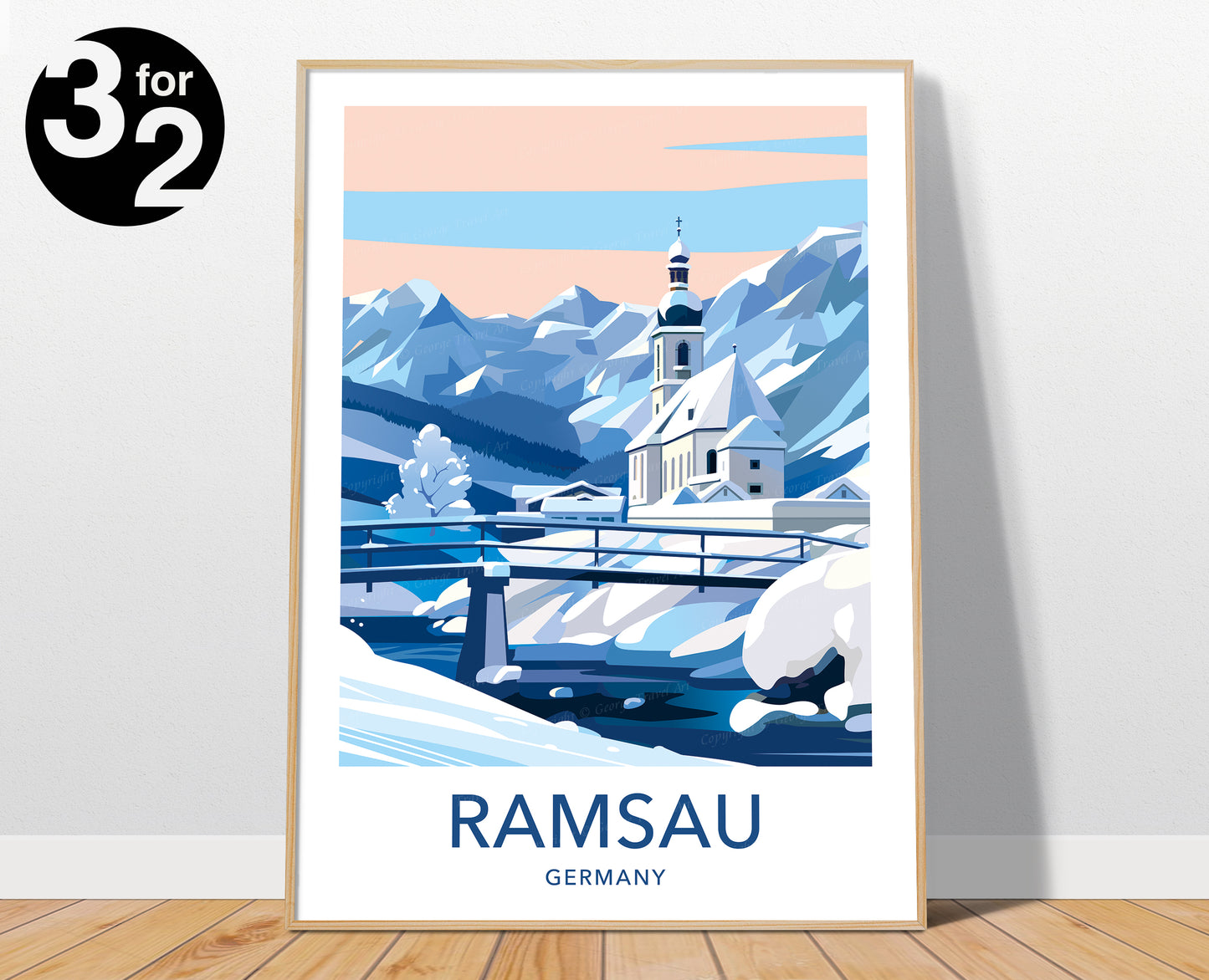 Ramsau Germany Travel Poster / Ramsau Travel Print