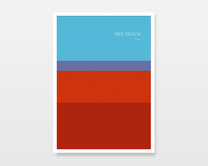 RED BEACH CHINA -  Abstract Minimalist Travel Art Print