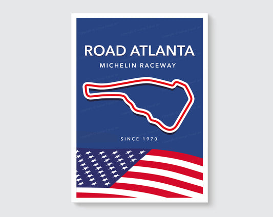 Road Atlanta circuit track map poster print – sports car racing wall art