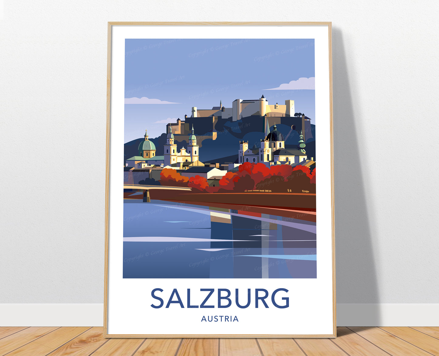 Salzburg travel poster print – Austria wall art