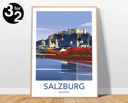Salzburg Austria Travel Poster / Salzburg Travel Print