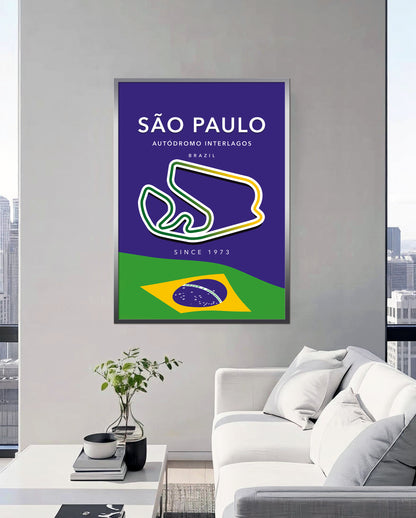 Interlagos Circuit Track Poster – São Paulo F1 Wall Art