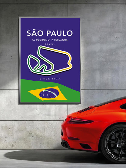 Interlagos Circuit Track Poster – São Paulo F1 Wall Art