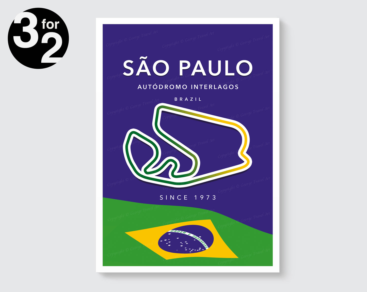 Sao Paulo F1 Circuit Poster / Autódromo José Carlos Interlagos Print