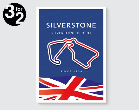 Silverstone circuit track poster – Formula 1 racing wall art