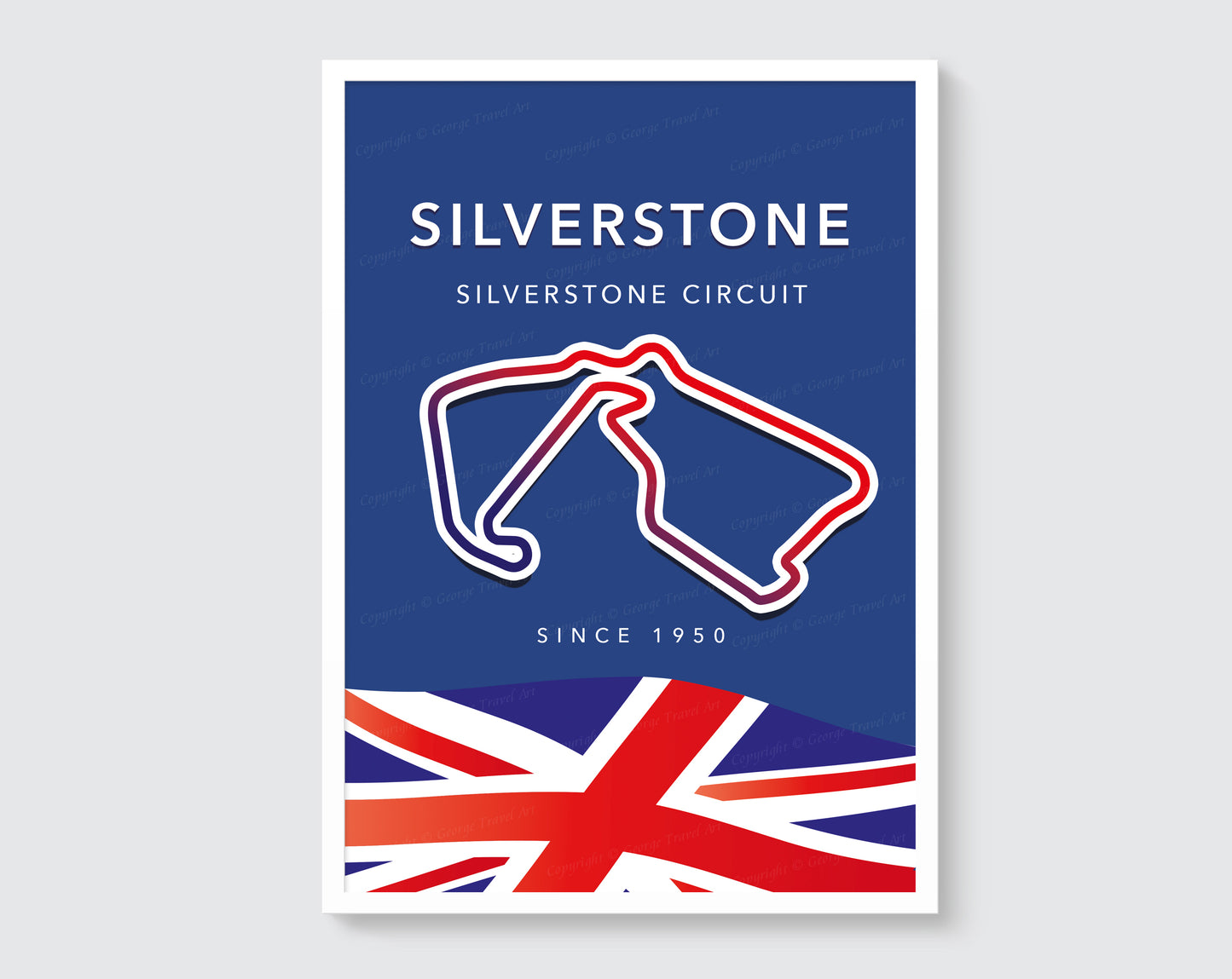 Silverstone F1 circuit track map poster print – British Grand Prix wall art