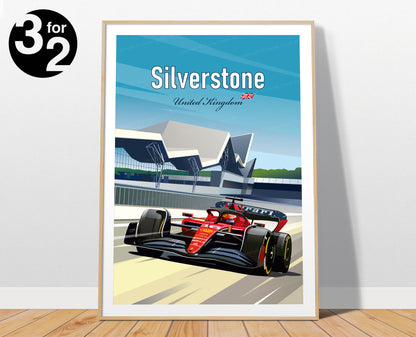 Silverstone Formula 1 Poster / Ferrari F1 / Charles Leclerc / F1 UK Circuits / F1 Gift