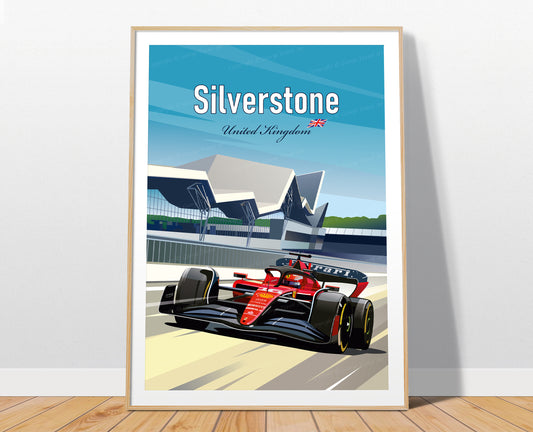 Silverstone F1 Ferrari poster print – British Grand Prix wall art