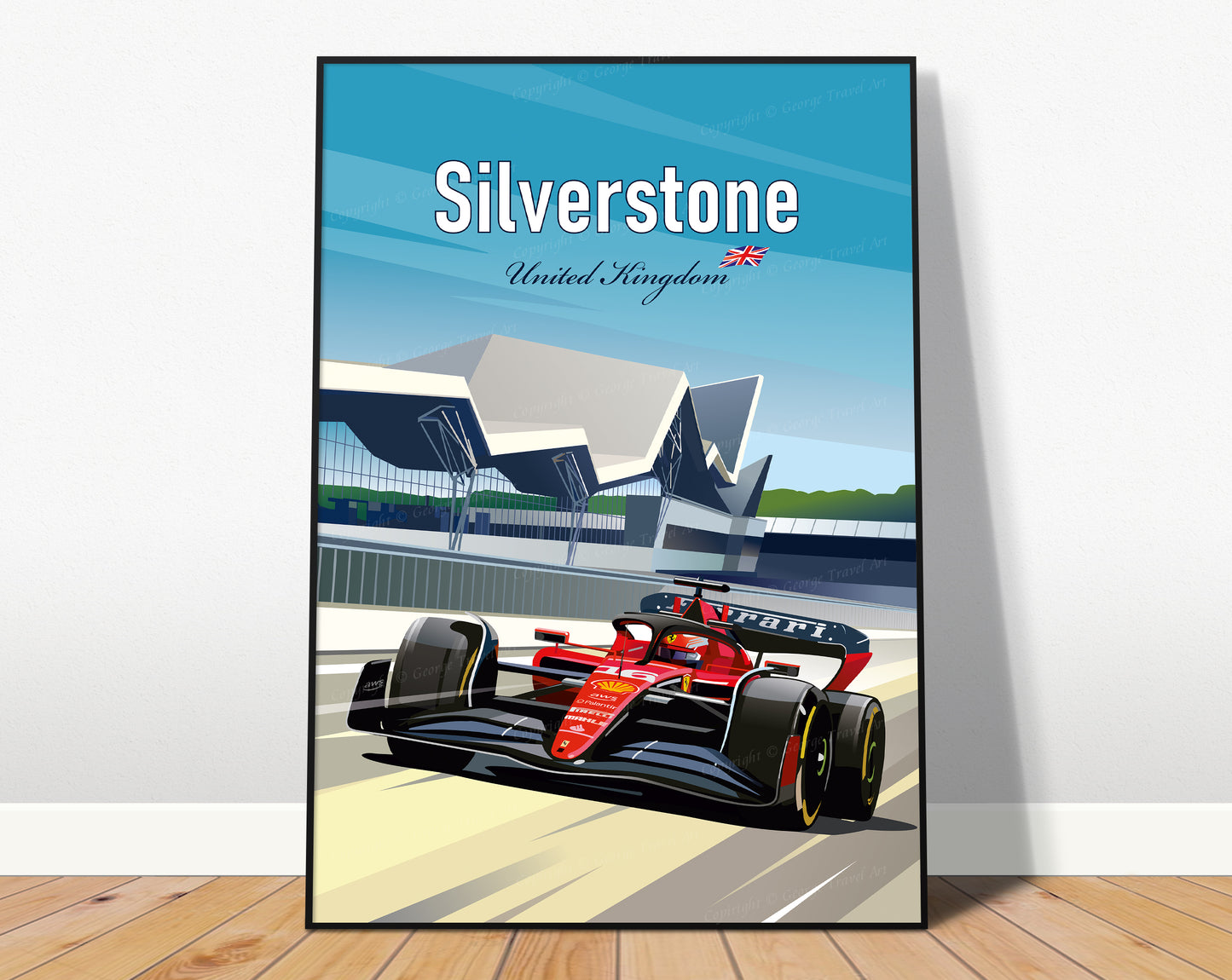 Silverstone Formula 1 Poster / Ferrari F1 / Charles Leclerc / F1 UK Circuits / F1 Gift