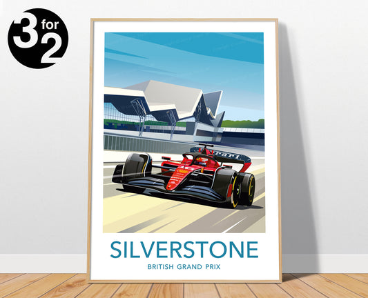 Silverstone F1 Poster / Ferrari F1 / Charles Leclerc / F1 UK Circuits / F1 Gift