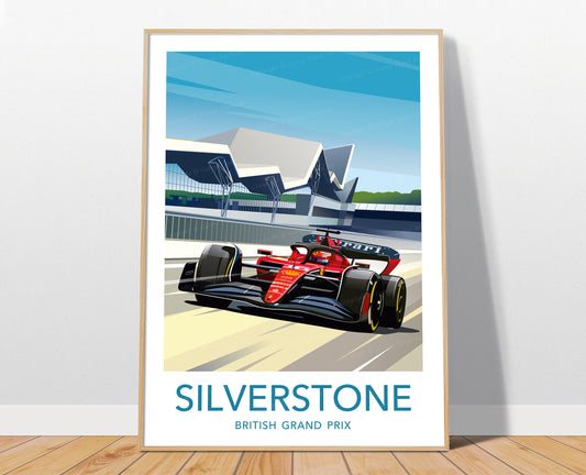 Silverstone F1 Ferrari race poster – British GP wall art