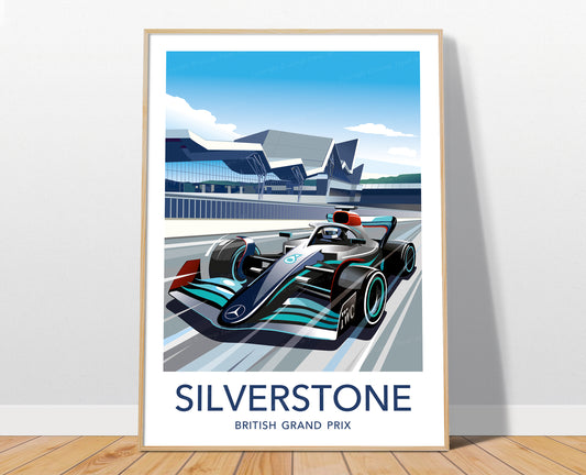 Silverstone F1 poster print – Mercedes Hamilton British Grand Prix wall art