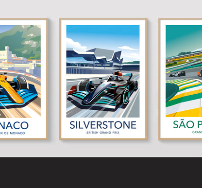 Silverstone F1 poster – Mercedes Hamilton wall art second angle