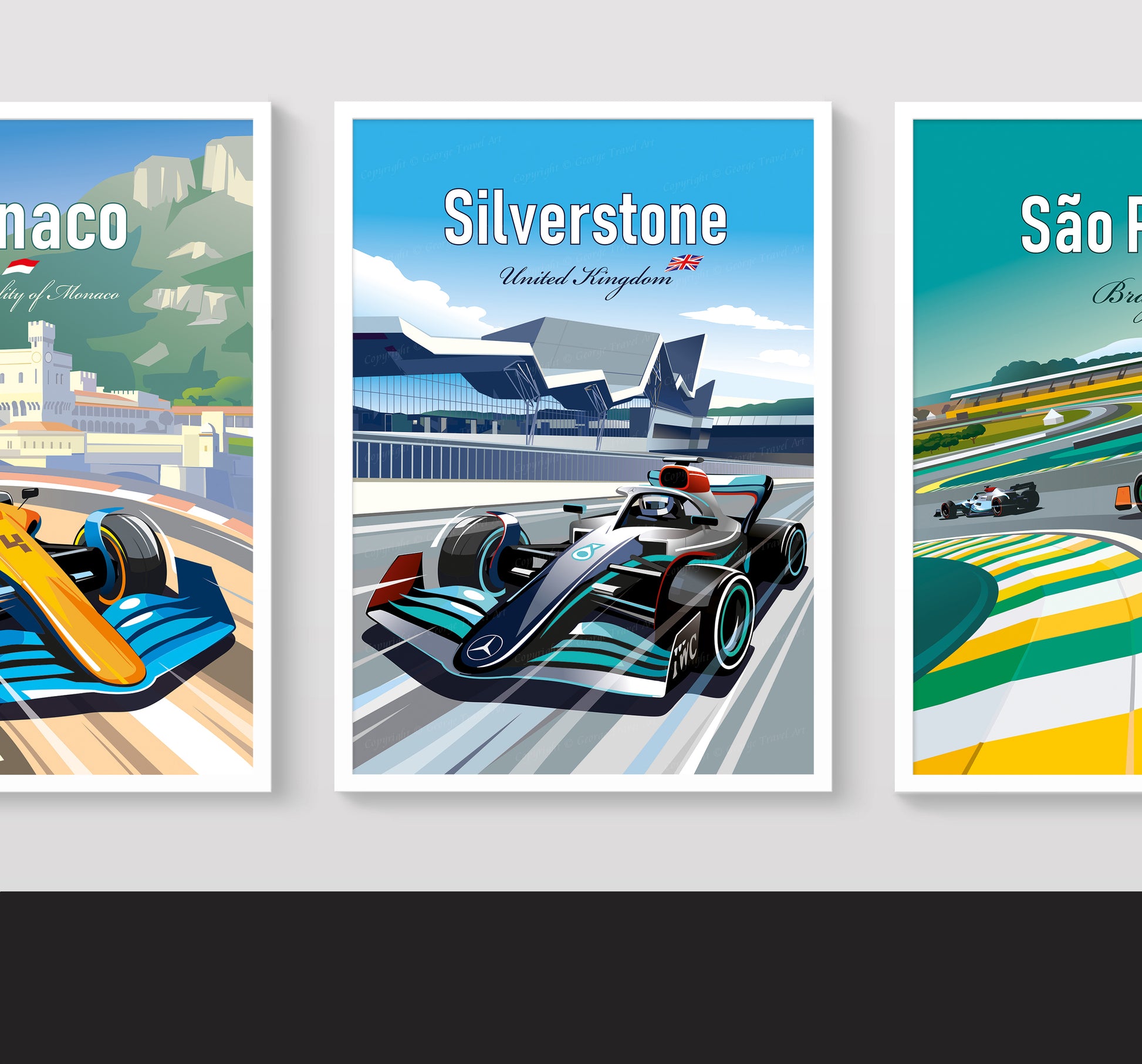 Silverstone F1 poster – Mercedes Hamilton wall art second angle