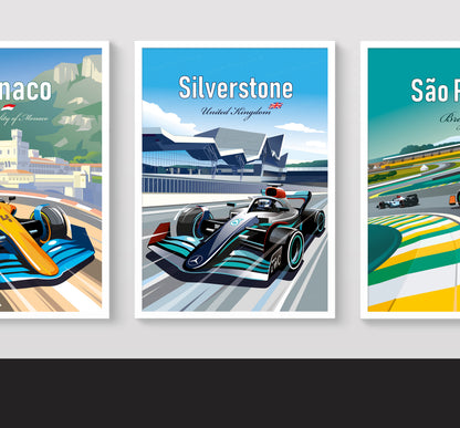 Silverstone F1 poster – Mercedes Hamilton wall art second angle