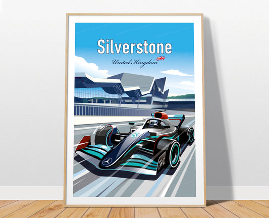 Silverstone F1 poster print – Mercedes Hamilton British Grand Prix wall art