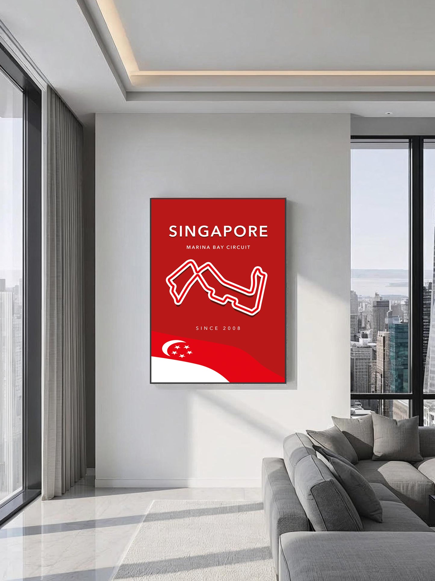 Marina Bay Circuit Track Poster – Singapore F1 Wall Art