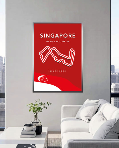 Marina Bay Circuit Track Poster – Singapore F1 Wall Art