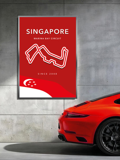 Marina Bay Circuit Track Poster – Singapore F1 Wall Art