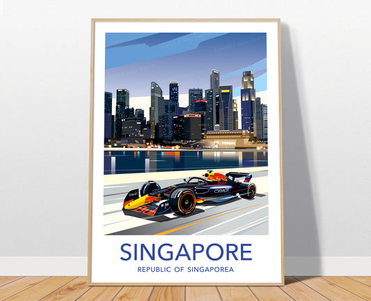 Marina Bay F1 poster print – Red Bull Verstappen Singapore Grand Prix wall art