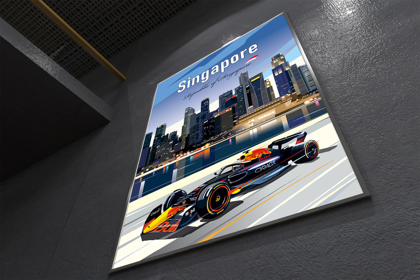 Marina Bay F1 Poster / Max Verstappen Print / Red Bull F1 Wall Art