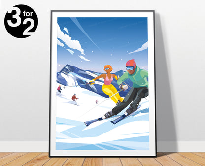 Ski Poster / Vintage Style Wall Art Ski Print