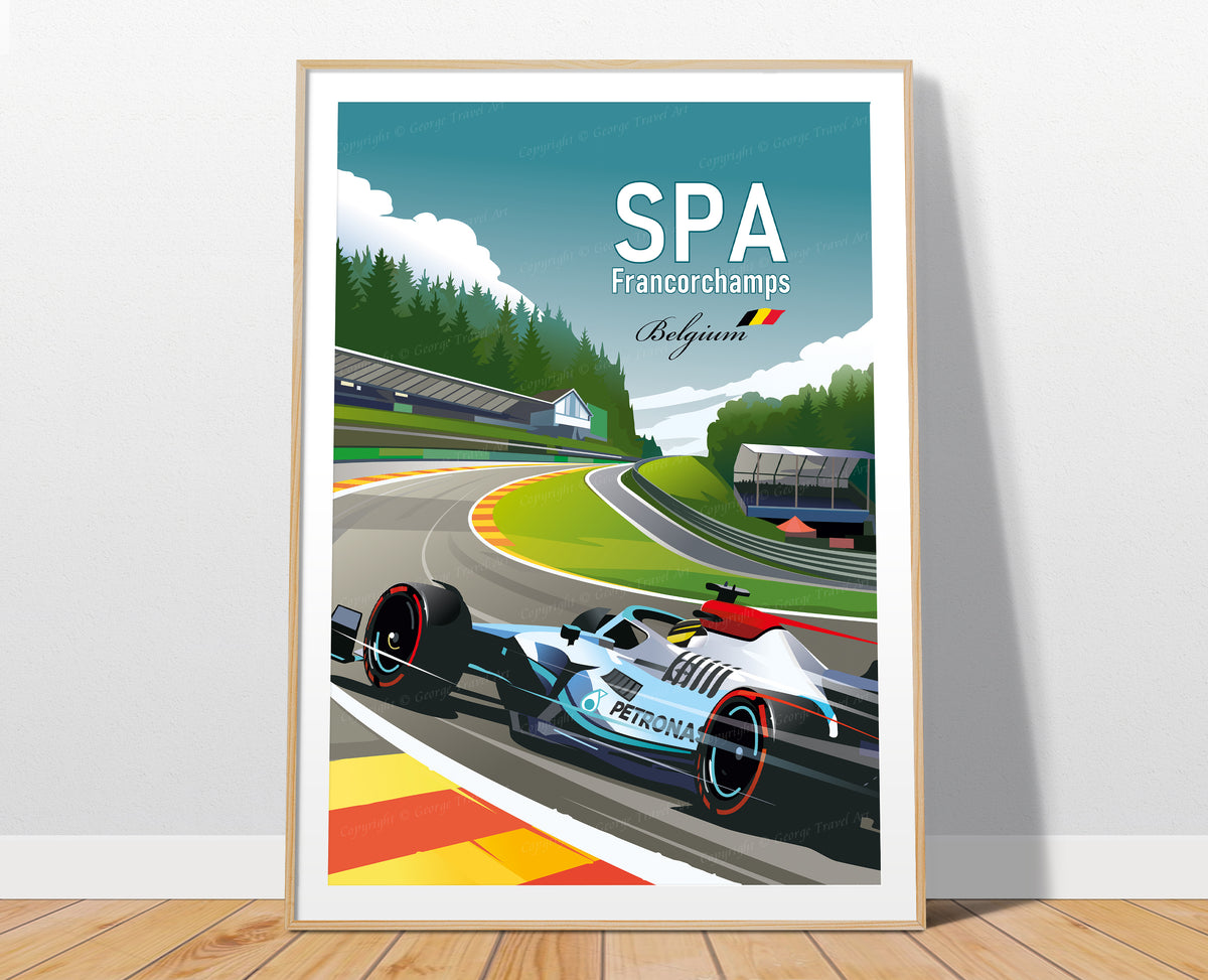 Spa F1 poster print – Hamilton Belgian Grand Prix wall art