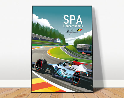 Spa Mercedes F1 print featuring Lewis Hamilton at Spa-Francorchamps Belgian Grand Prix
