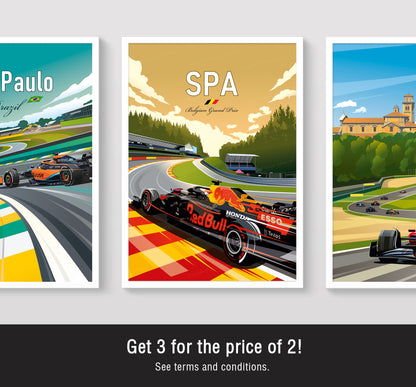 Spa-Francorchamps F1 Poster/ Formula-1 Verstappen Print / Red Bull F1 Wall Art