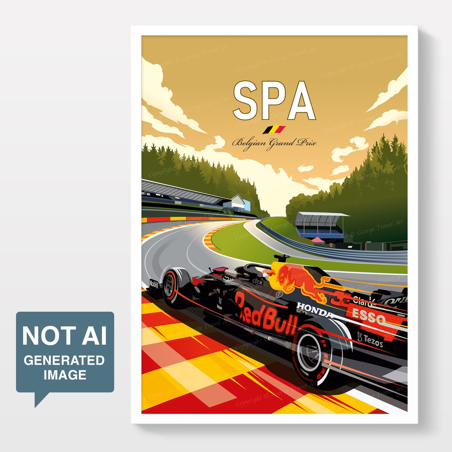 Spa-Francorchamps F1 Poster/ Formula-1 Verstappen Print / Red Bull F1 Wall Art