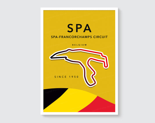 Spa Francorchamps F1 circuit track map poster print – Belgian Grand Prix wall art