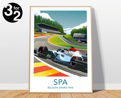 Spa F1 Poster/ Formula1 Hamilton Print / Mercedes-AMG / Belgium Grand Prix