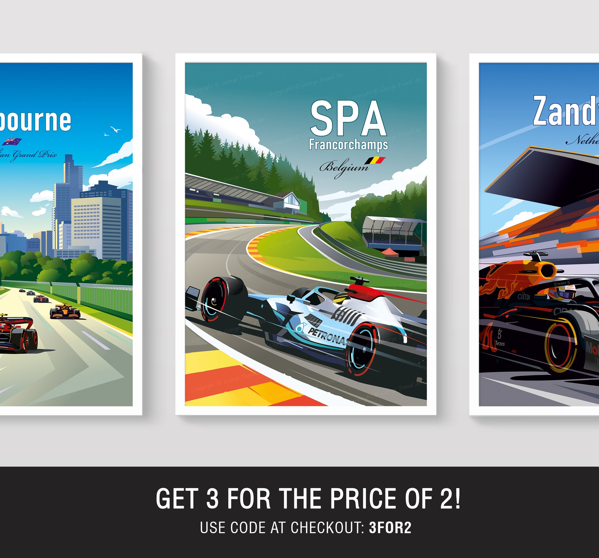 Spa Mercedes Formula 1 poster print featuring Hamilton at Spa-Francorchamps