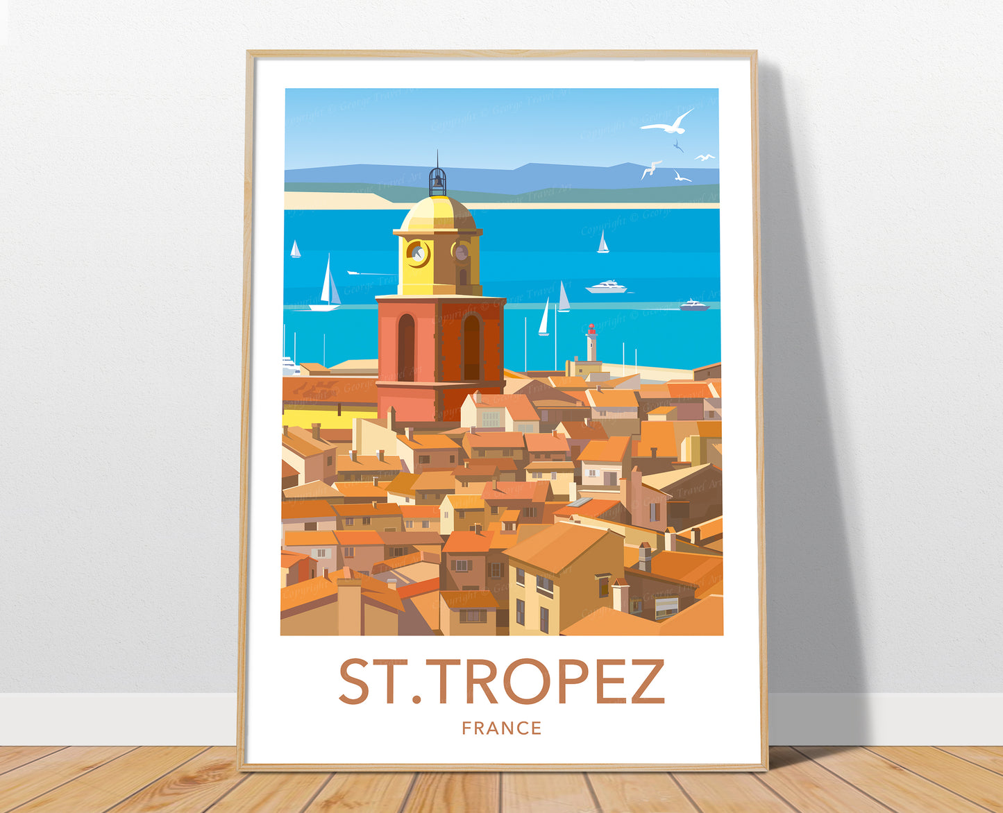 St. Tropez Cote d'azur Travel Poster / French Riviera Travel Print