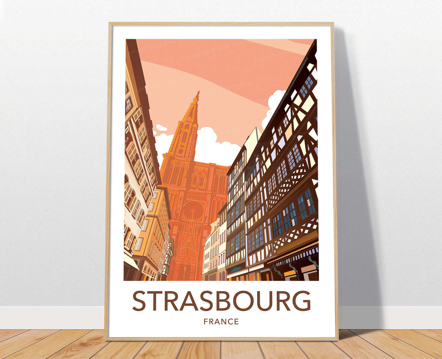 Strasbourg travel poster print – Cathedral France wall art