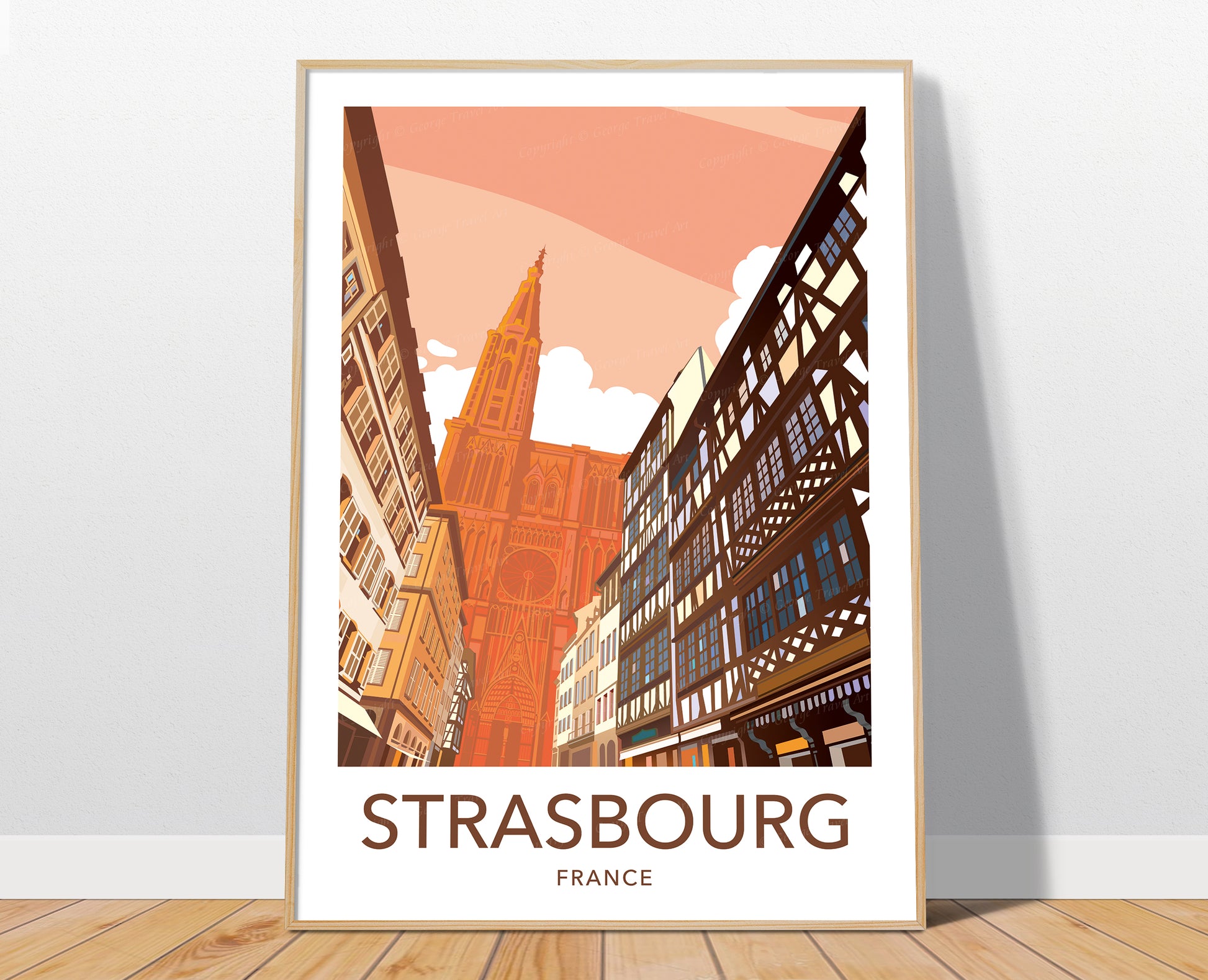 Strasbourg travel poster print – Cathedral France wall art