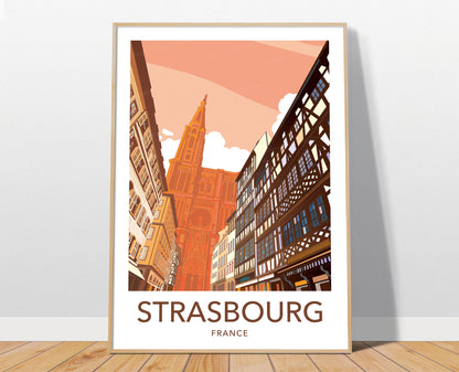 Strasbourg travel poster print – Cathedral France wall art