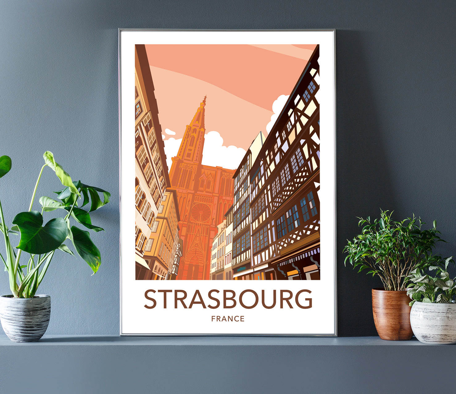 Strasbourg France travel poster – Cathedral wall art vertical format