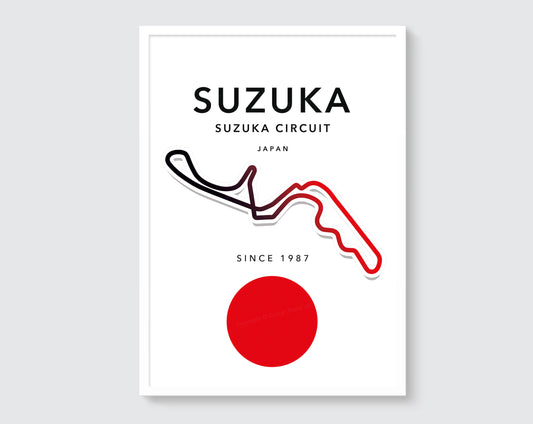 Suzuka F1 circuit track map poster print – Japanese Grand Prix wall art