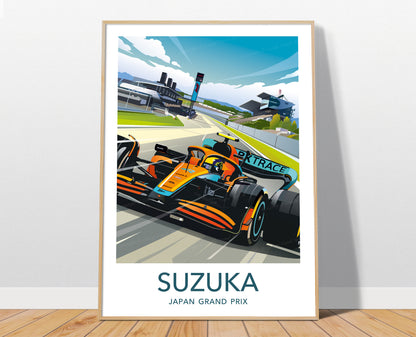 Suzuka F1 poster print – McLaren Lando Norris Japanese Grand Prix wall art