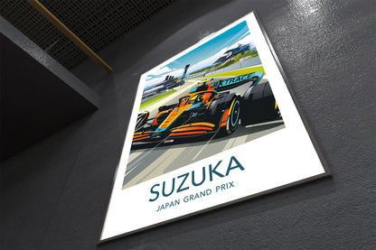 Suzuka Formula 1 poster featuring McLaren Norris at Japanese Grand Prix circuit