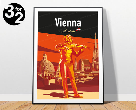 Vienna Austria Travel poster / Vienna Travel Print / Classical Music Poster