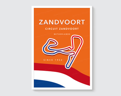 Zandvoort F1 circuit track map poster print – Dutch Grand Prix wall art