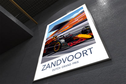 Zandvoort F1 canvas featuring Red Bull Verstappen at Dutch Grand Prix – motorsport wall art