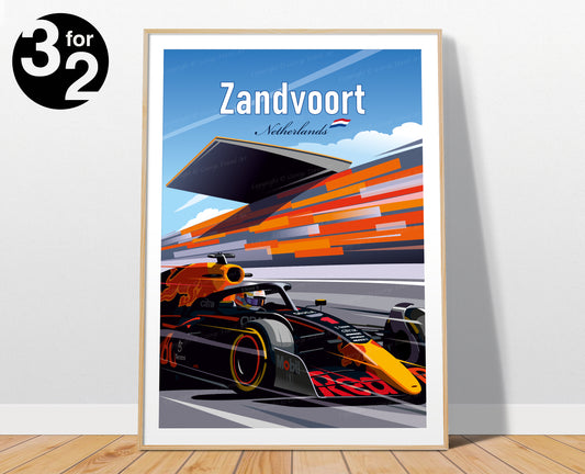 Zandvoort F1 Poster / Formula1 Verstappen Print / Red Bull Wall Art