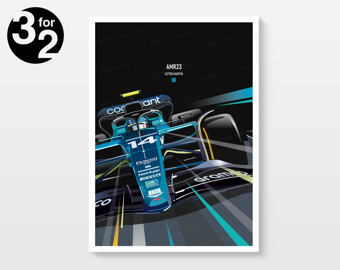 Aston Martin AMR23 F1 Art Print / Fernando Alonso / Race Car Poster