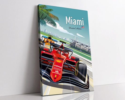 Miami F1 Canvas Print / Formula-1 USA / Ferrari F1 / F1 Wall Art / Miami Circuit